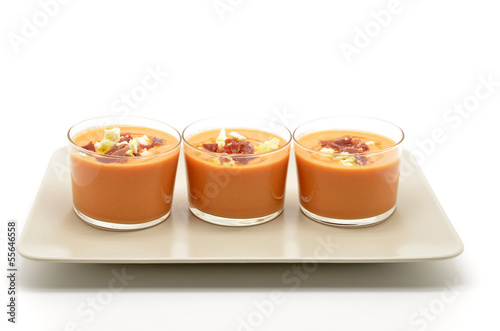 Photo: glasses with gazpacho, Spanish traditional food glasses with gazpacho, Spanish traditional food