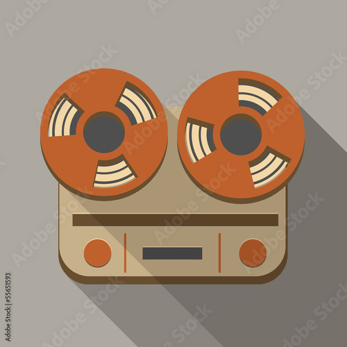 Vector: Flat long shadow tape recorder Flat long shadow tape recorder