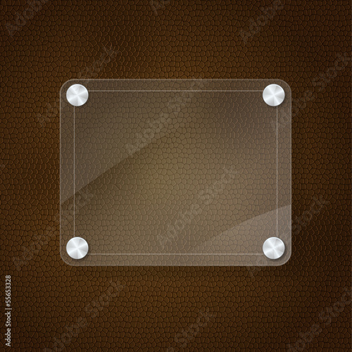 Vector: glass frame on leather texture glass frame on leather texture