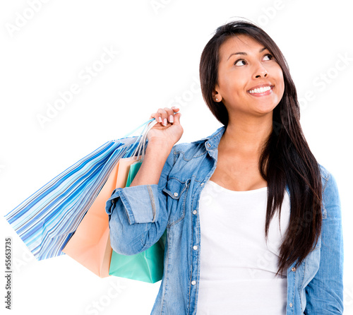 Photo: Thoughtful shopping woman Thoughtful shopping woman