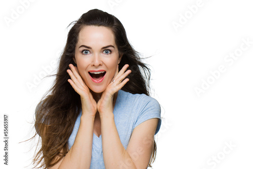 Photo: Happy surprised young woman Happy surprised young woman