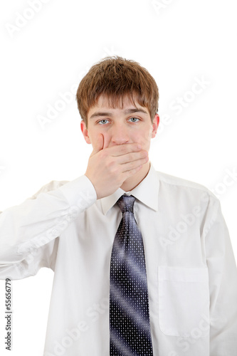 Photo: Teenager Close his Mouth Teenager Close his Mouth