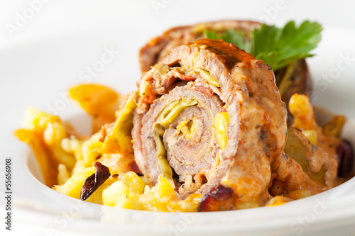 Photo: Nahaufnahme einer Roulade Nahaufnahme einer Roulade
