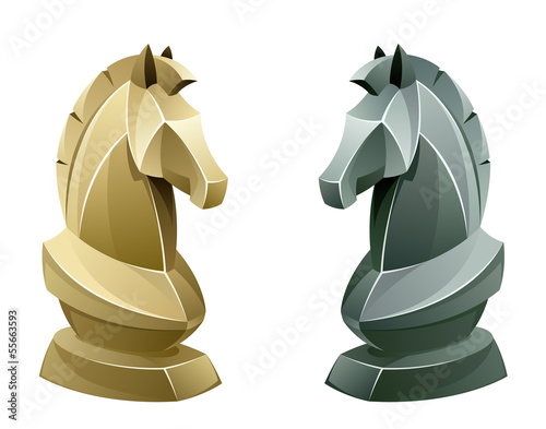 Vector: Black and white chess knight Black and white chess knight