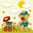 bear with a flower in a pot - vector illustration bear with a flower in a pot - vector illustration