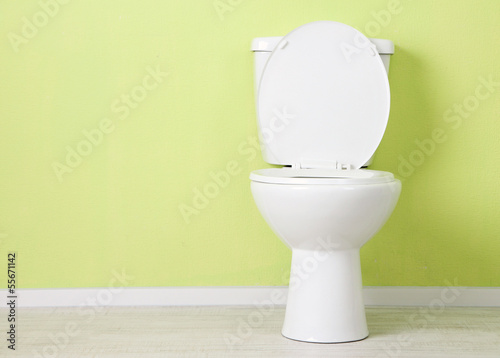 Photo: White toilet bowl in a bathroom White toilet bowl in a bathroom