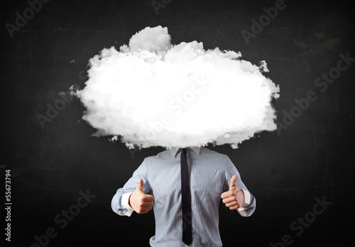 Photo: Business man with white cloud on his head concept Business man with white cloud on his head concept