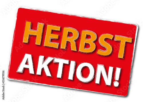Illustration: Herbst Aktion Schild Werbung rot Herbst Aktion Schild Werbung rot