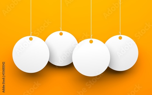 Illustration: White tags on orange background White tags on orange background