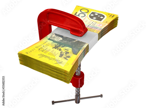 Photo: Clamped Australian Dollar Notes Clamped Australian Dollar Notes