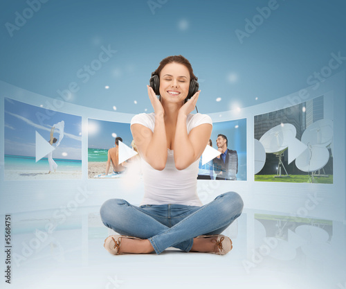 Photo: happy woman with headphones happy woman with headphones