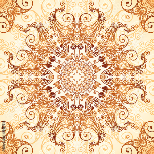 Vector: Ornate vintage circle pattern in mehndi style Ornate vintage circle pattern in mehndi style