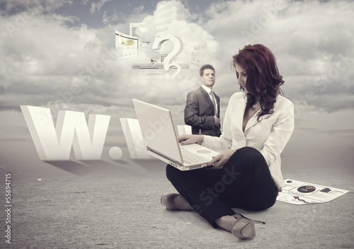 Photo: Working online Working online