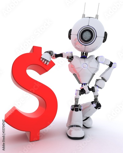 Illustration: Robot with dollar sign Robot with dollar sign