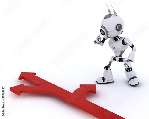 Illustration: 3D Render of a Robot with arrows 3D Render of a Robot with arrows