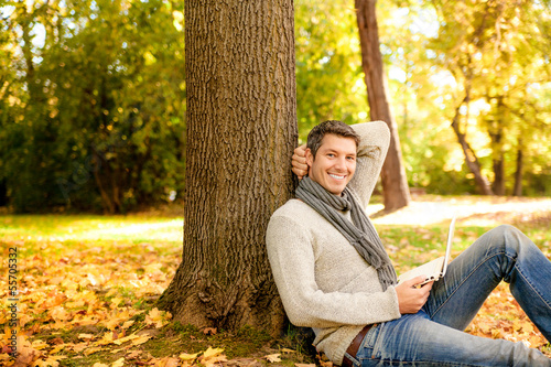 Photo: relaxing male working outdoor relaxing male working outdoor