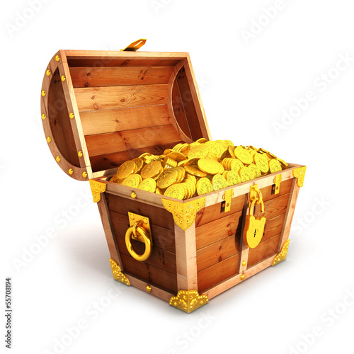 Illustration: 3d golden treasure chest 3d golden treasure chest