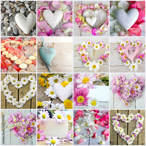 Photo: Romantische Grüße: Collage aus verschiedenen Herzen Romantische Grüße: Collage aus verschiedenen Herzen