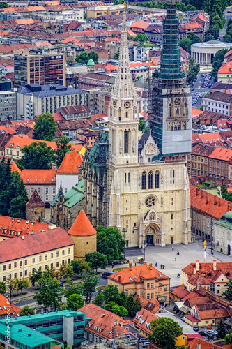 Photo: Zagreb Cathedral, helicopter aerial view Zagreb Cathedral, helicopter aerial view