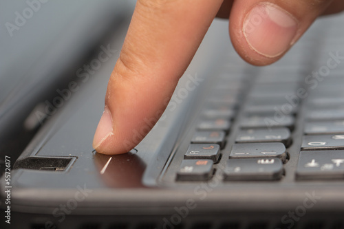 Photo: Work with your fingers on the keyboard on a laptop Work with your fingers on the keyboard on a laptop