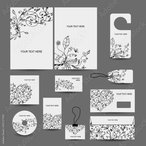 Vector: Corporate business style design: folder, labels, cards, Corporate business style design: folder, labels, cards,