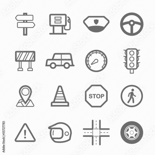 Vector: Traffic symbol line icon set Traffic symbol line icon set