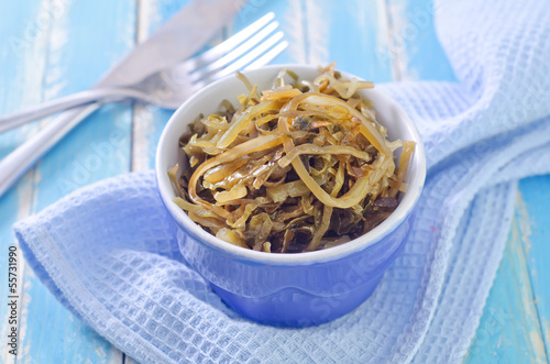 Photo: salad with kelp in blue bowl salad with kelp in blue bowl