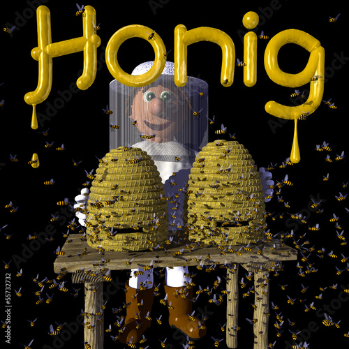 Illustration: Honig Hofverkauf aus eigener Imkerei - Hinweisschild Honig Hofverkauf aus eigener Imkerei - Hinweisschild