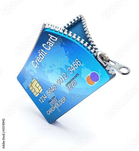 Illustration: Credit card with zipper Credit card with zipper