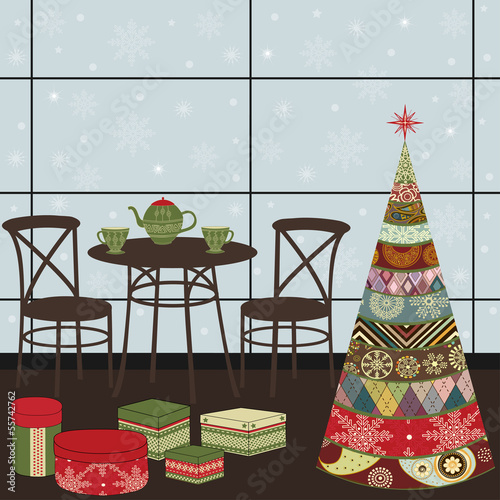 Vector: Christmas interior Christmas interior