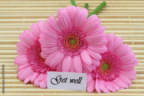 Photo: Get well card with pink gerberas Get well card with pink gerberas
