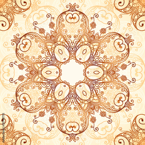 Vector: Ornate vintage circle pattern in mehndi style Ornate vintage circle pattern in mehndi style