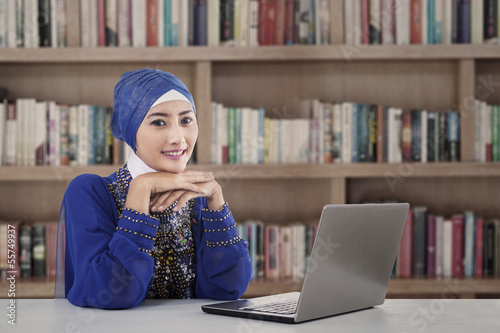 Photo: Beautiful muslim girl at library Beautiful muslim girl at library