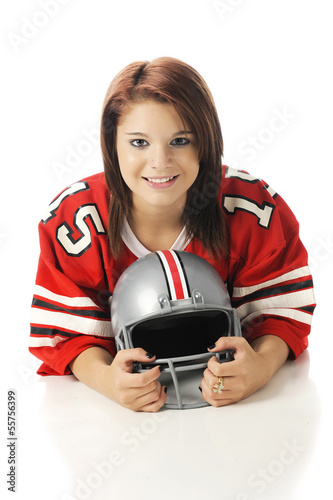 Photo: Girl with a Football Helmet Girl with a Football Helmet