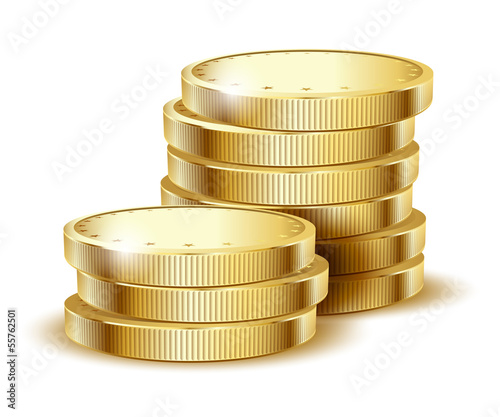 Vector: coins gold coins gold