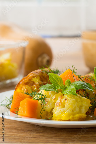 Photo: fried cauliflower with a pumpkin fried cauliflower with a pumpkin