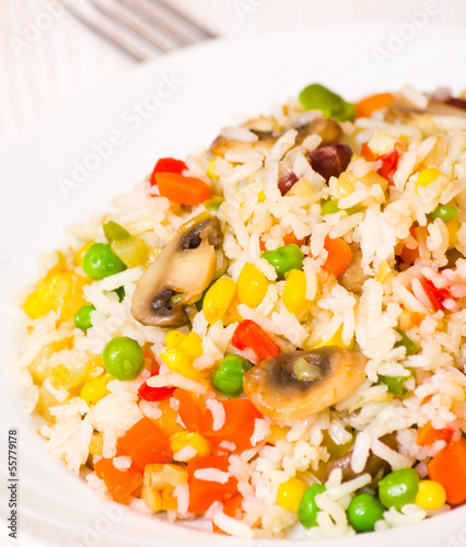 Photo: rice with mushrooms and vegetables rice with mushrooms and vegetables