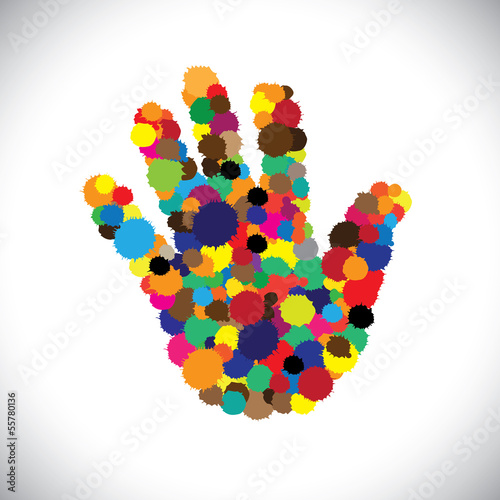 Vector: abstract colorful paint splash on hand icon(sign) or symbol- vec abstract colorful paint splash on hand icon(sign) or symbol- vec