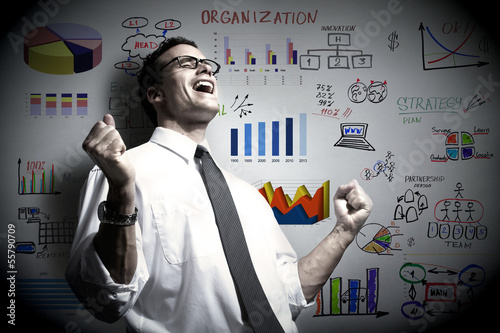 Photo: Businessman and business organisation scheme. Businessman and business organisation scheme.