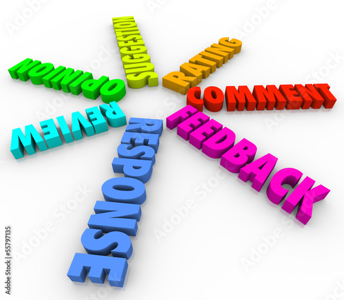 Illustration: Feedback Words 3D Spiral Pattern Opinion Comment Feedback Words 3D Spiral Pattern Opinion Comment