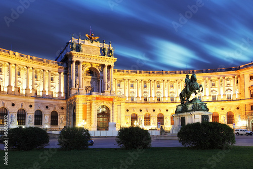 Photo: Vienna Hofburg Imperial Palace at night, - Austria Vienna Hofburg Imperial Palace at night, - Austria