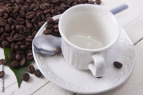Photo: coffee beans with cup coffee beans with cup