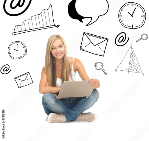 Photo: student girl with laptop computer student girl with laptop computer