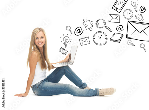 Photo: student girl with laptop computer student girl with laptop computer