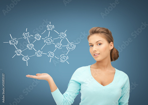 Photo: businesswoman with contact icons businesswoman with contact icons