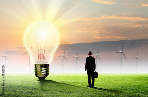 Photo: Businessman and ecology issue Businessman and ecology issue