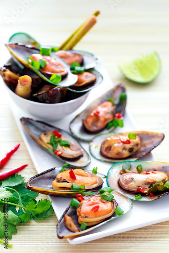 Photo: Green shell mussels Green shell mussels