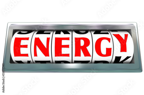 Illustration: Energy Word Odometer Fuel Power Rising Energy Word Odometer Fuel Power Rising