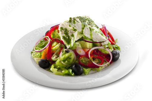Photo: Healthy vegetable salad with white cheese Healthy vegetable salad with white cheese