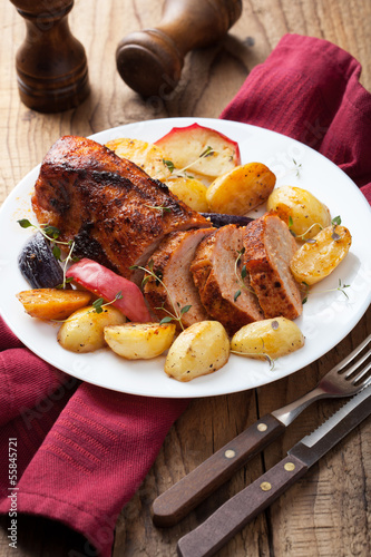Photo: pork baked with vegetables pork baked with vegetables
